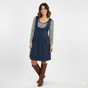 RETRO Dark Blue Denim Jumper Dress Made In USA-Size 9
